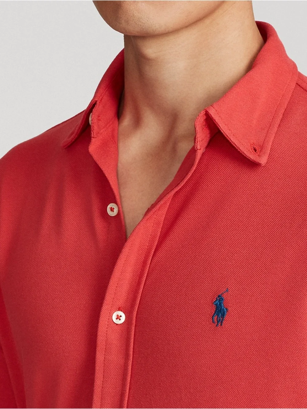 Polo Ralph Lauren Men’s Bright Red Long-Sleeve Featherweight Mesh Shirt